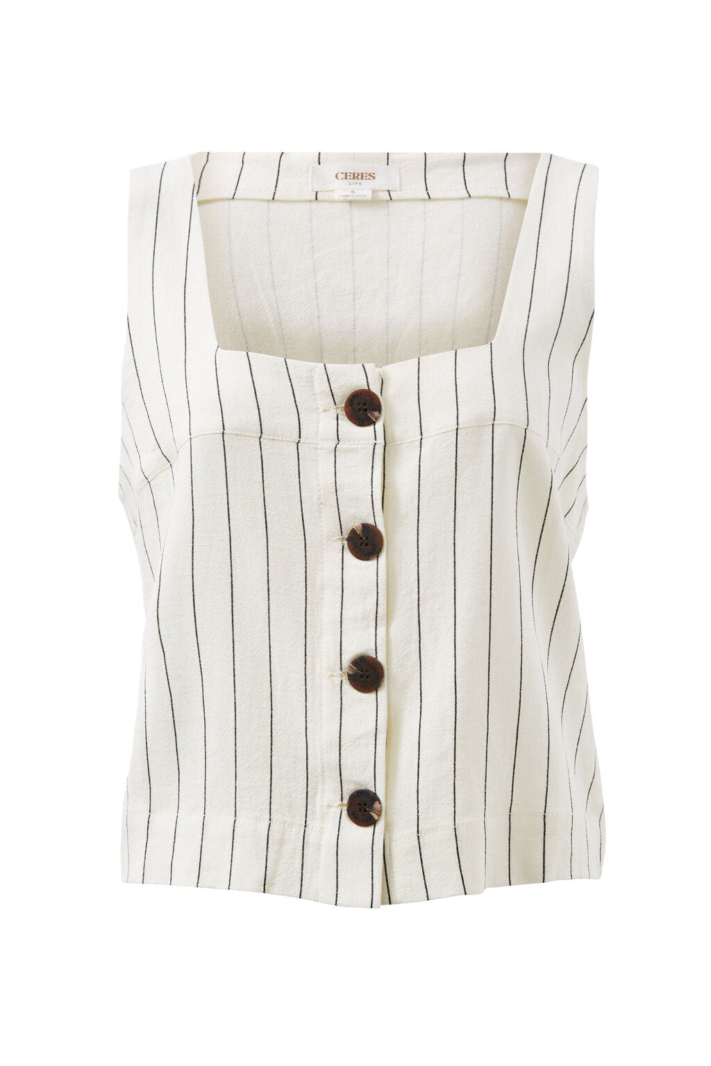 Square Neck Shell Top Pinstripe