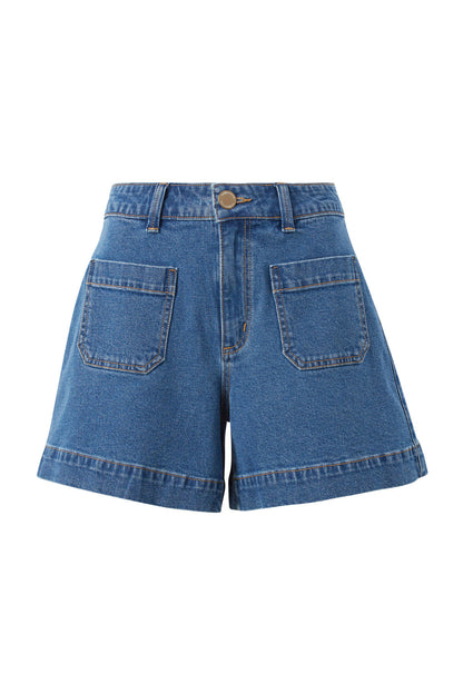 Ceres Esther Denim Patch Pocket Short Fresh Indigo