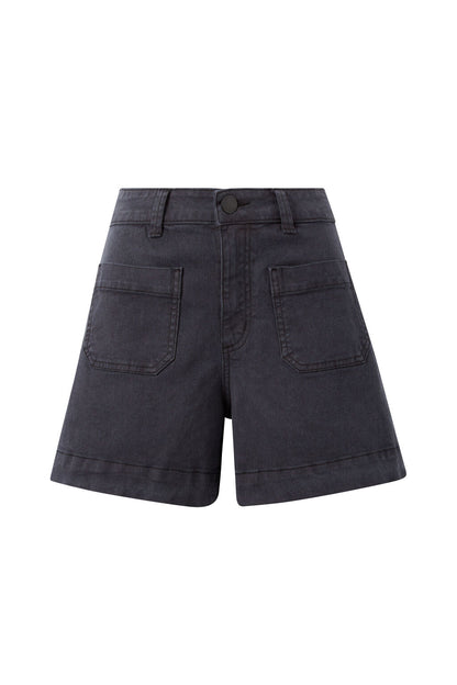 Denim Patch Pocket Shorts Washed Black