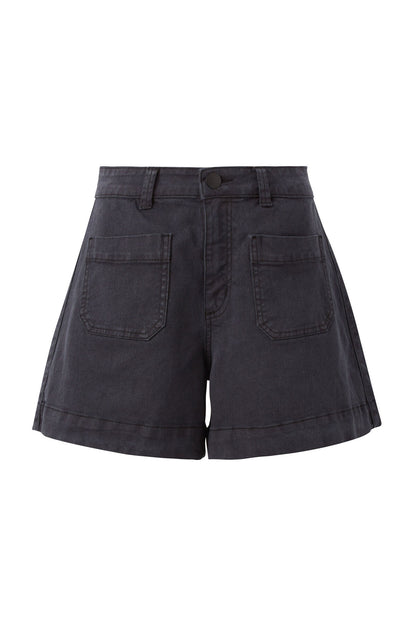Ceres Peta Esther Denim Patch Pocket Short Washed Black