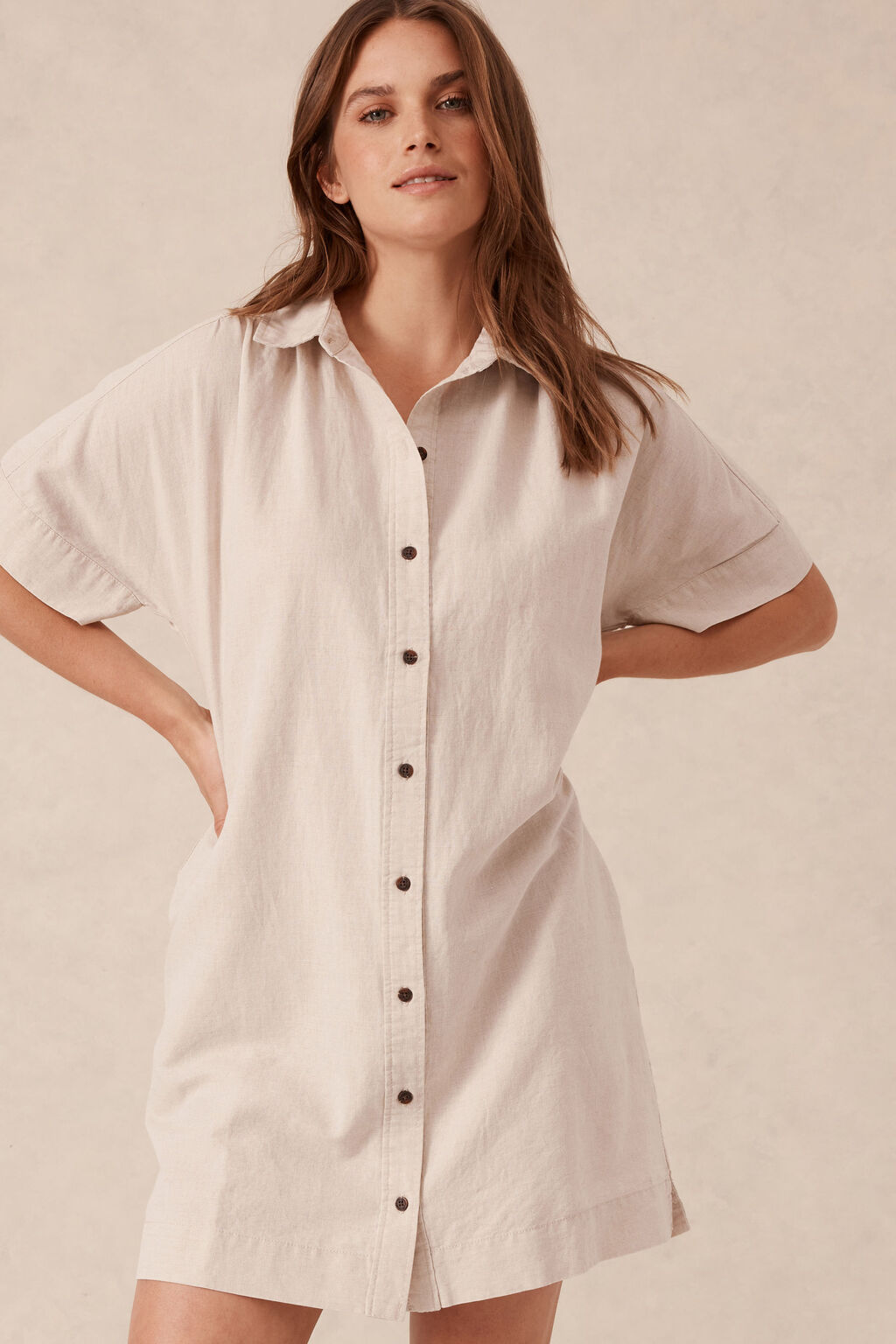 Mini Shirt Dress Natural