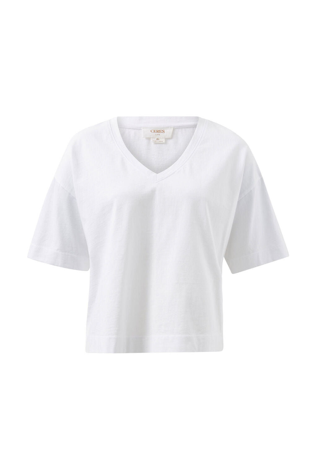 Ceres Life Boxy V Neck Tee White