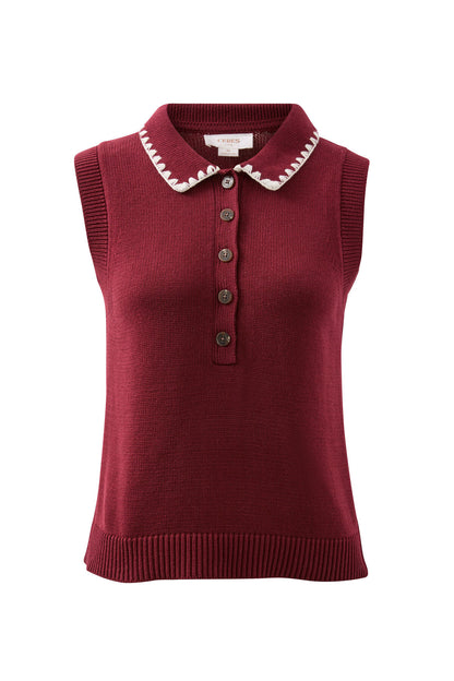 Ceres Cora Collared Button Knit Pomegranate