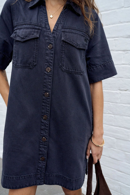 Ceres Life Bonnie Relaxed Shirt Dress Washed Black