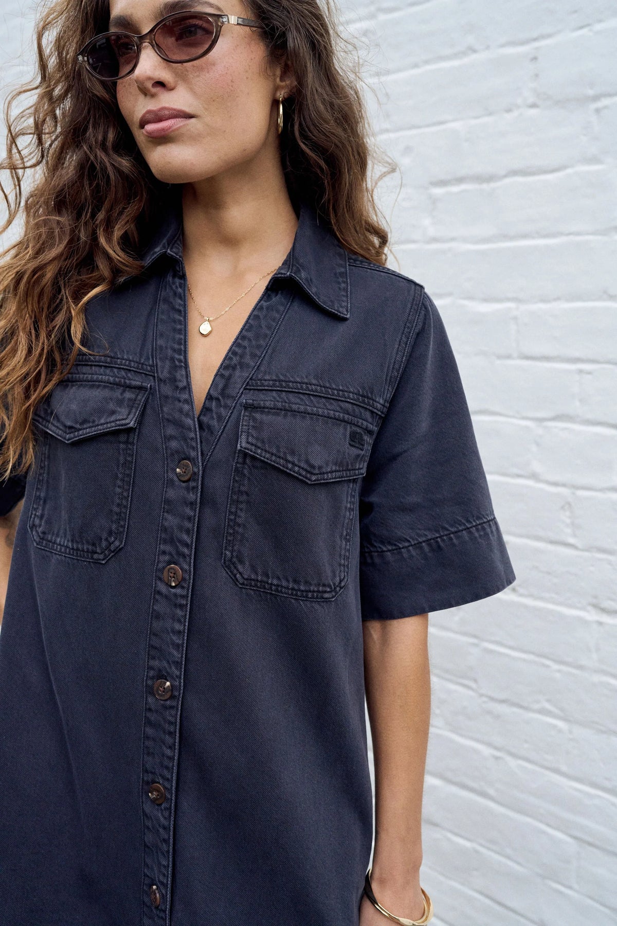 Ceres Life Bonnie Relaxed Shirt Dress Washed Black