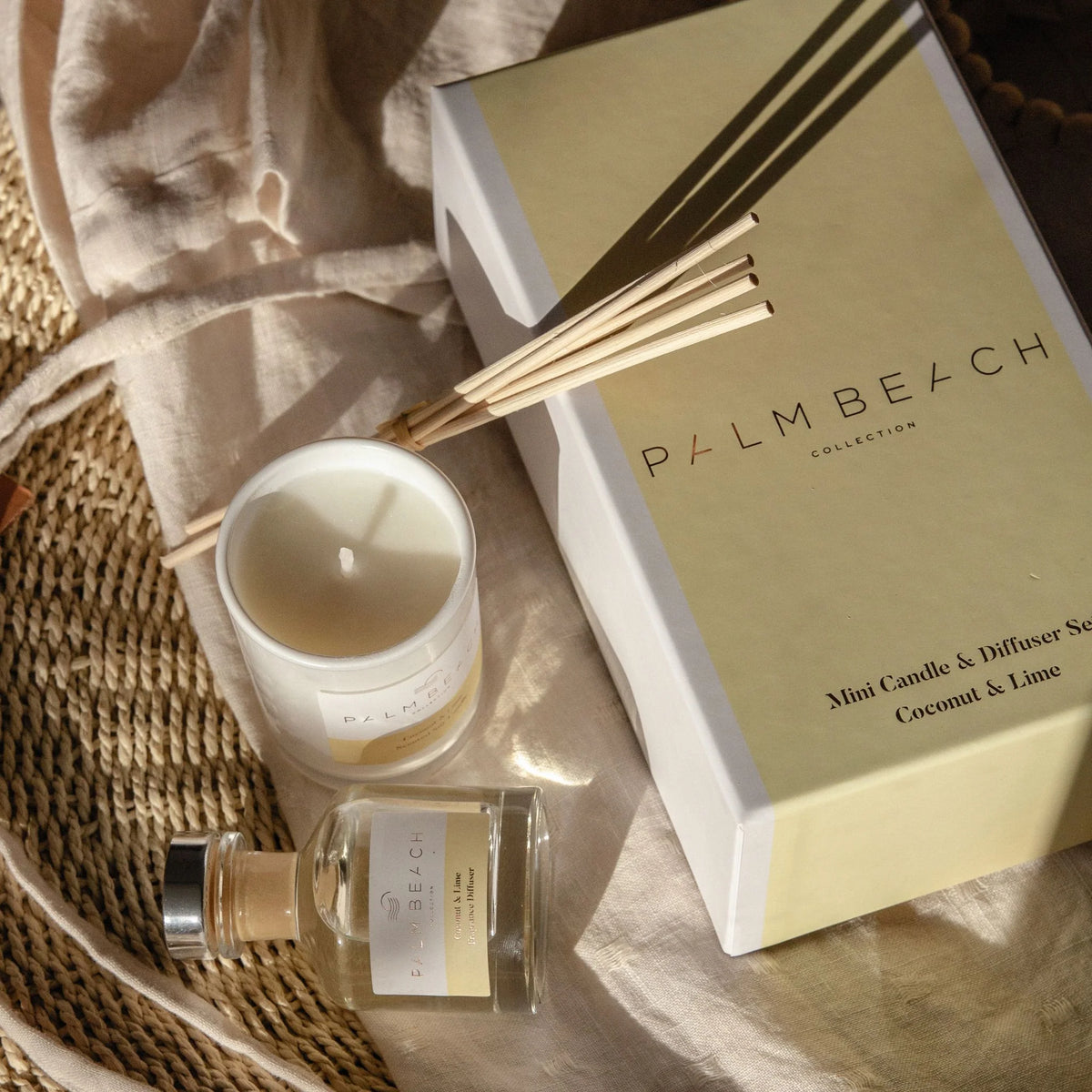 Palm Beach Coconut &amp; Lime Fragrance Mini Candle &amp; Diffuser Gift Pack