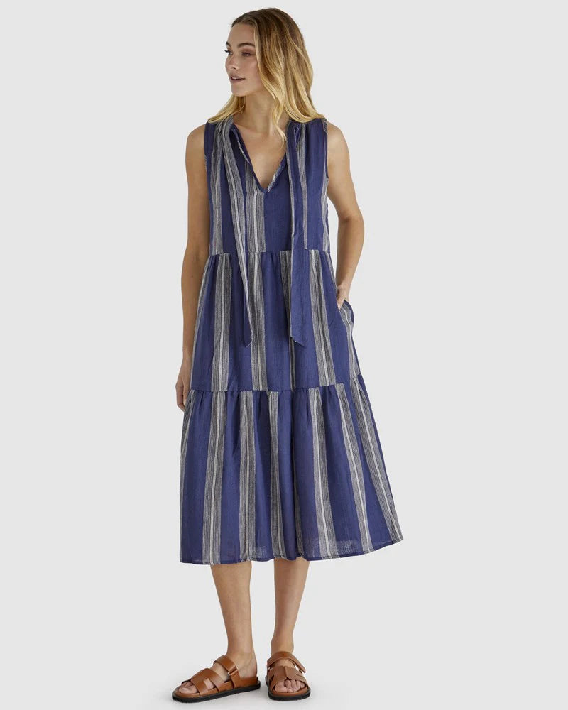 Lizzy Dress Navy Stripe