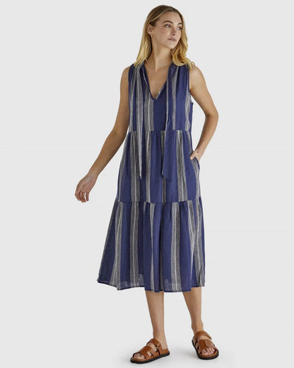 Lizzy Dress Navy Stripe