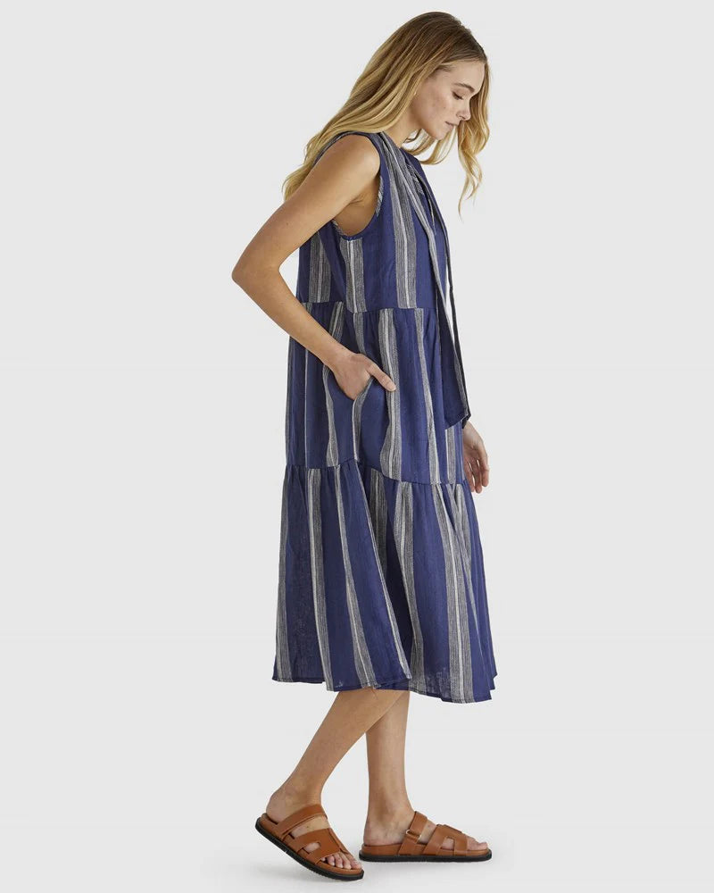 Lizzy Dress Navy Stripe