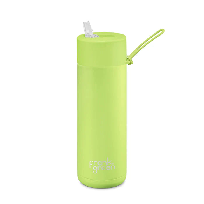 Frank Green Stainless Steel Ceramic Reusable Bottle Pistachio Green With Straw 20oz/595ml