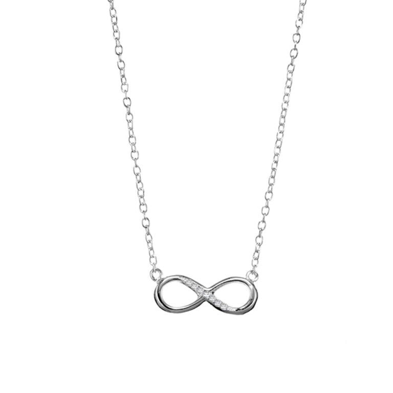 Sterling Silver Pave Set Infinity Necklace