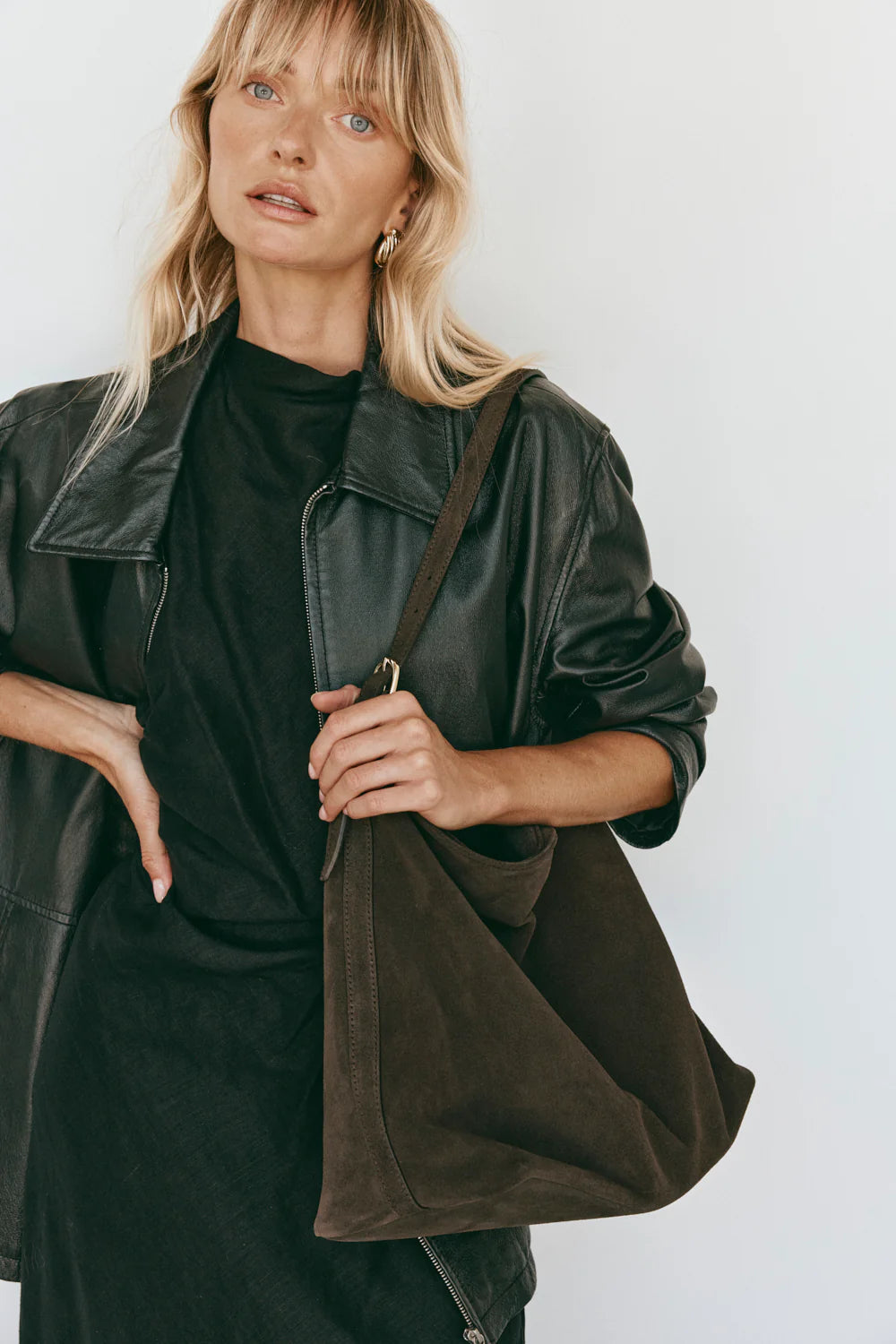Vestirsi Savannah Suede Dark Chocolate Hobo Bag