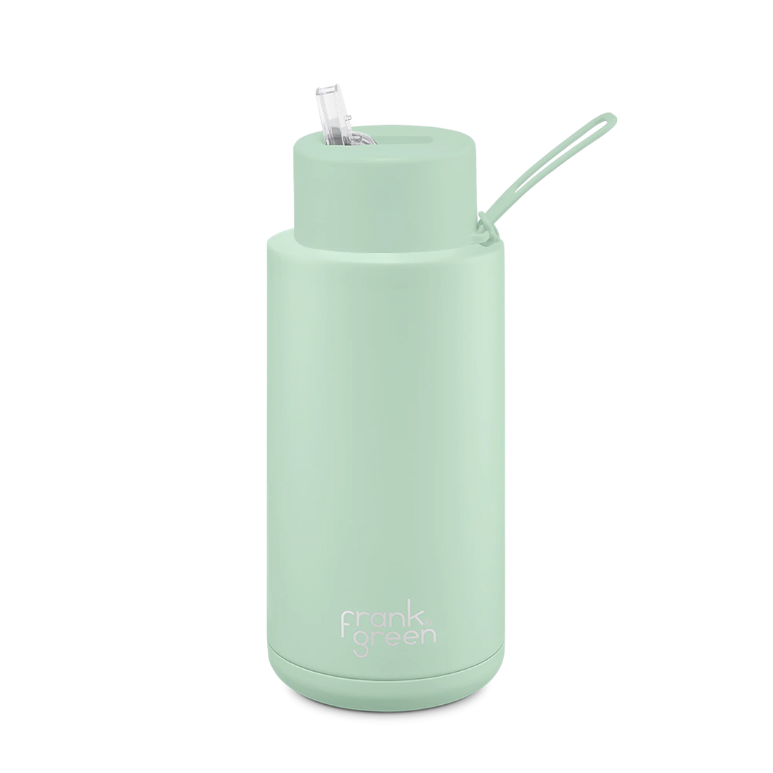 Frank Green Stainless Steel Ceramic Reusable Bottle Mint Gelato With Straw And Strap 34oz/1,000ml