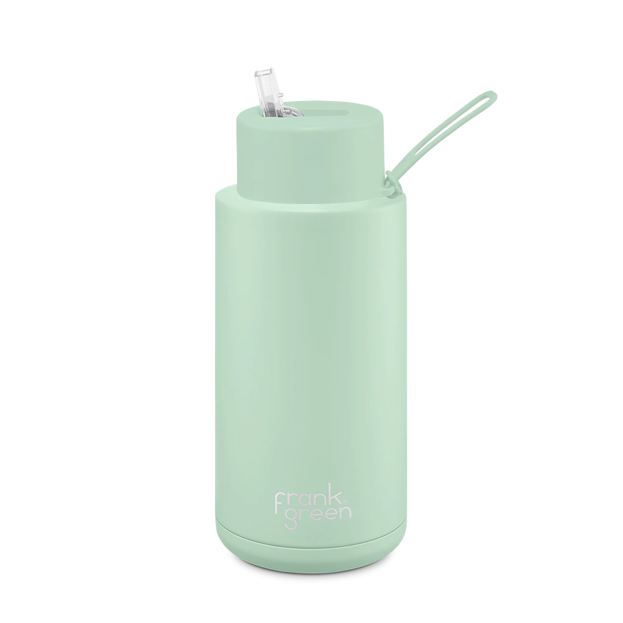 Frank Green Stainless Steel Ceramic Reusable Bottle Mint Gelato With Straw And Strap 34oz/1,000ml