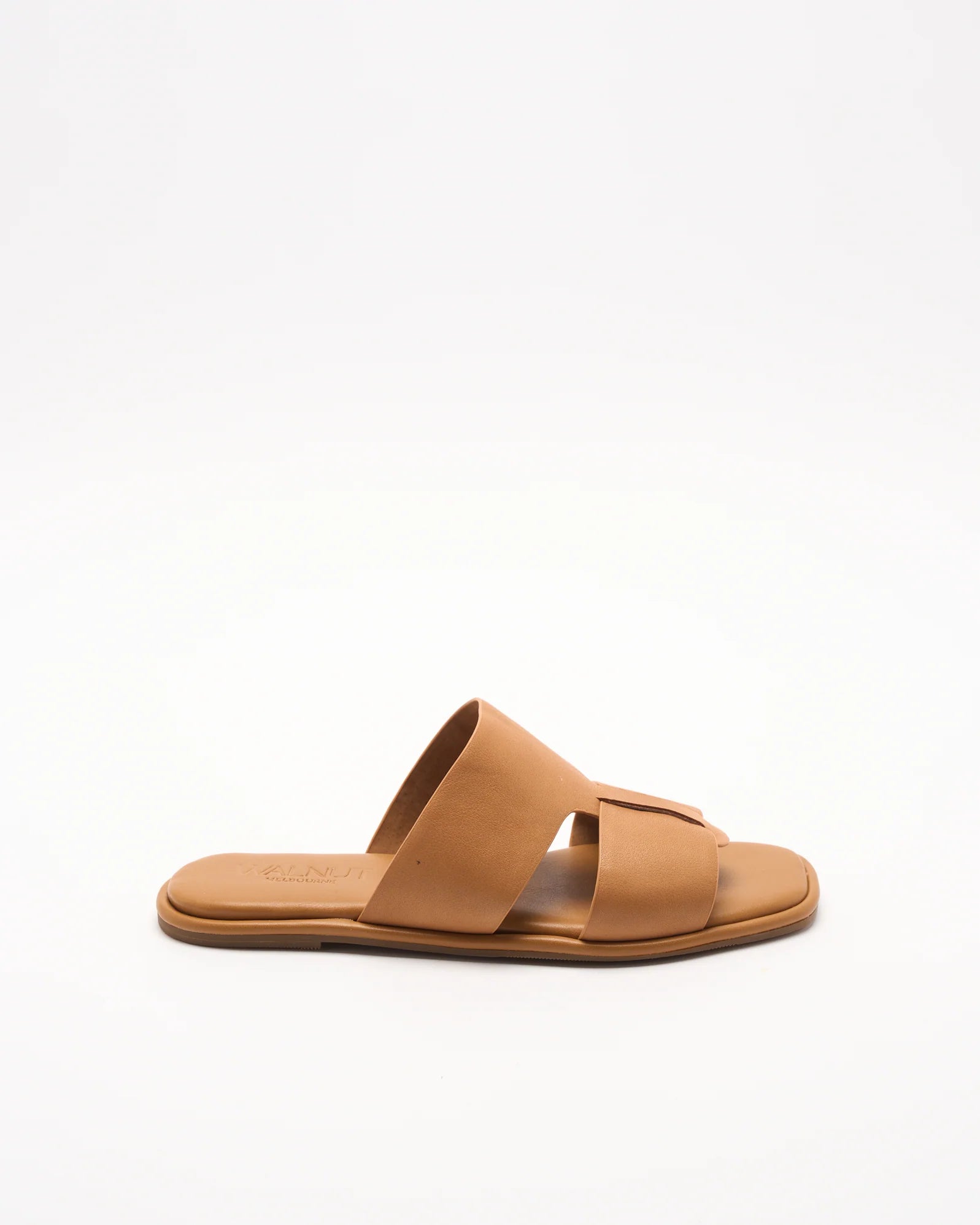 Walnut Roma Leather Slide Coconut Tan