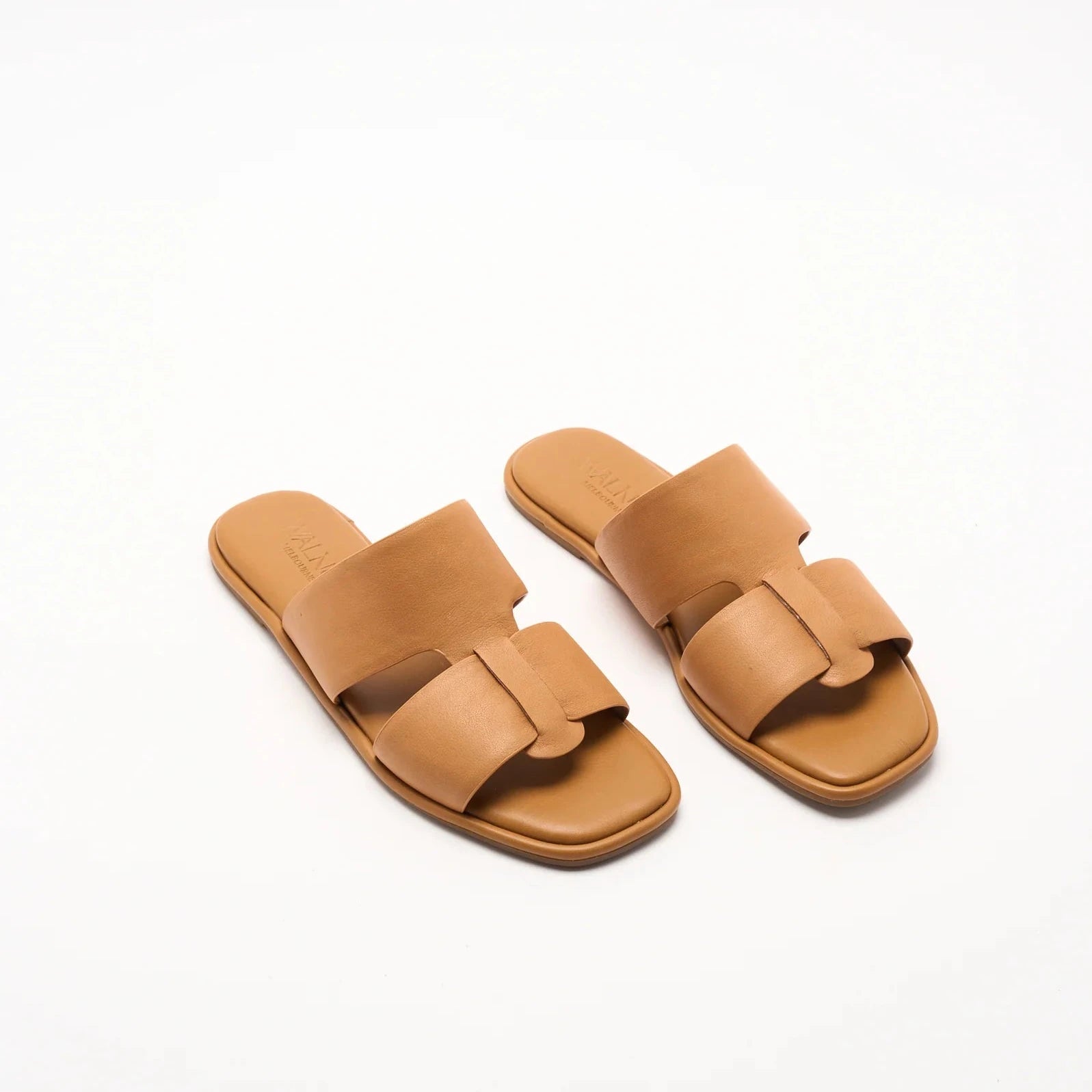 Walnut Roma Leather Slide Coconut Tan