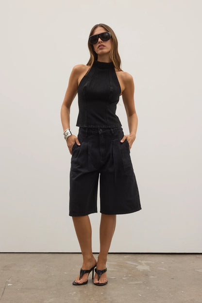 Bayse Thea Denim Turtleneck Black