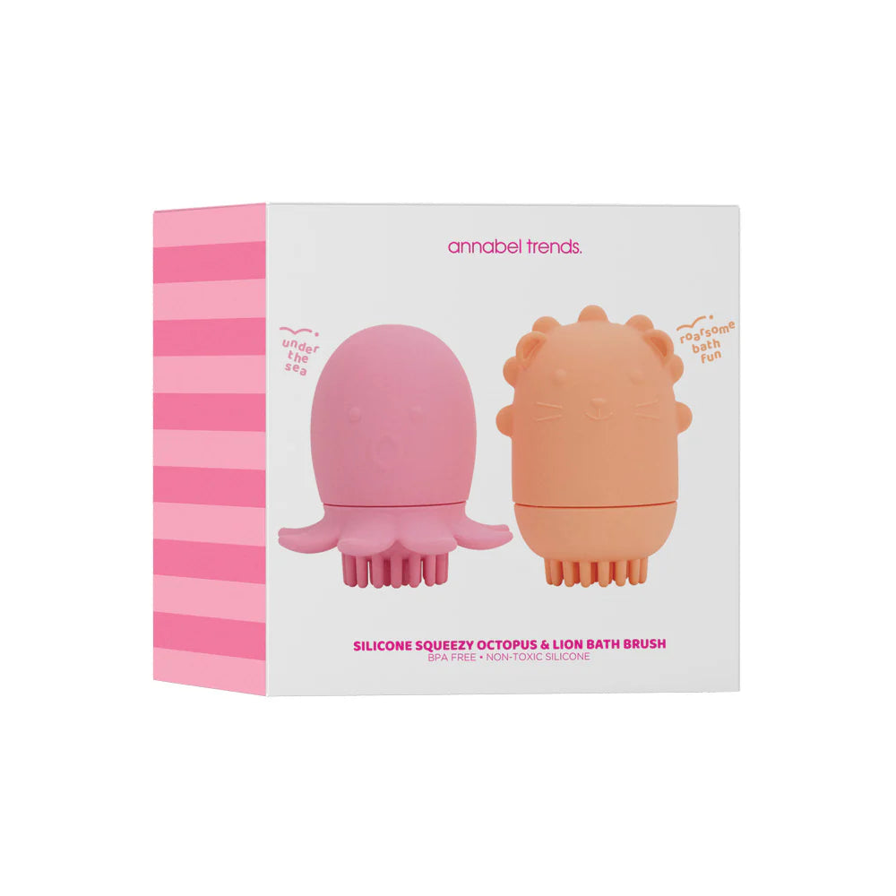 Silicone Bath Brush Octopus & Lion