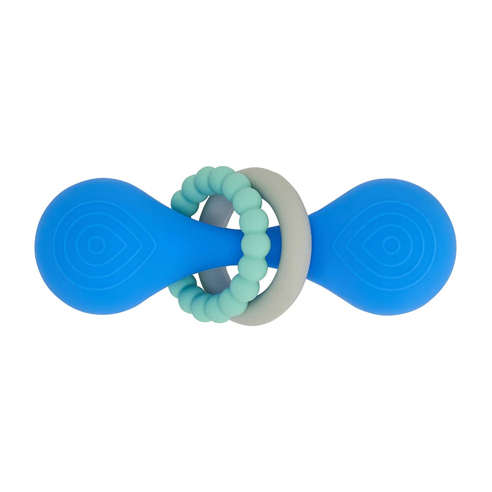 Silicone Dumbbell Rattle Blue