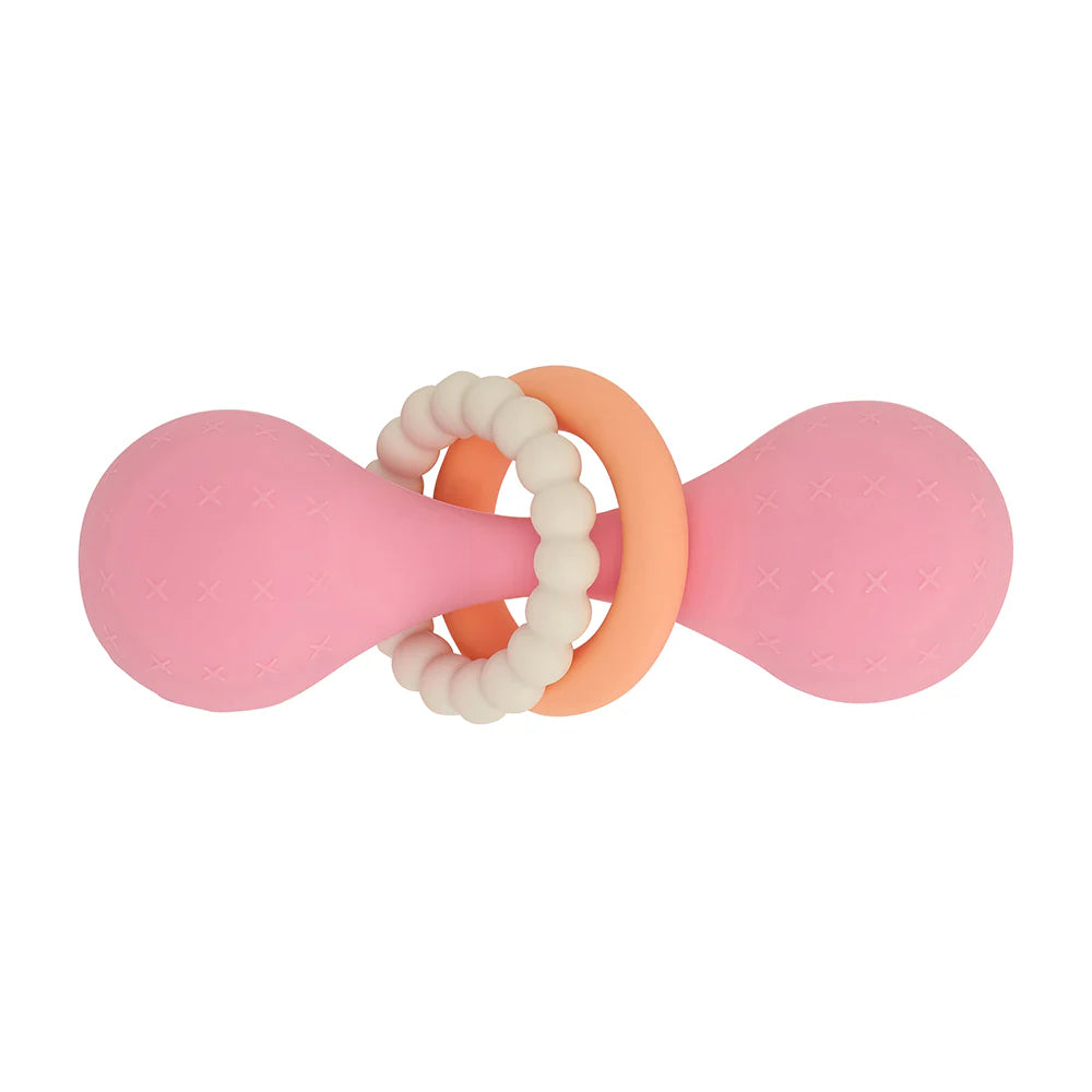 Silicone Dumbbell Rattle Pink