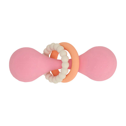 Silicone Dumbbell Rattle Pink