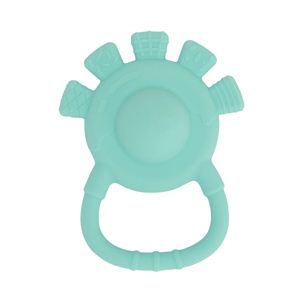 Silicone Hand Rattle Aqua