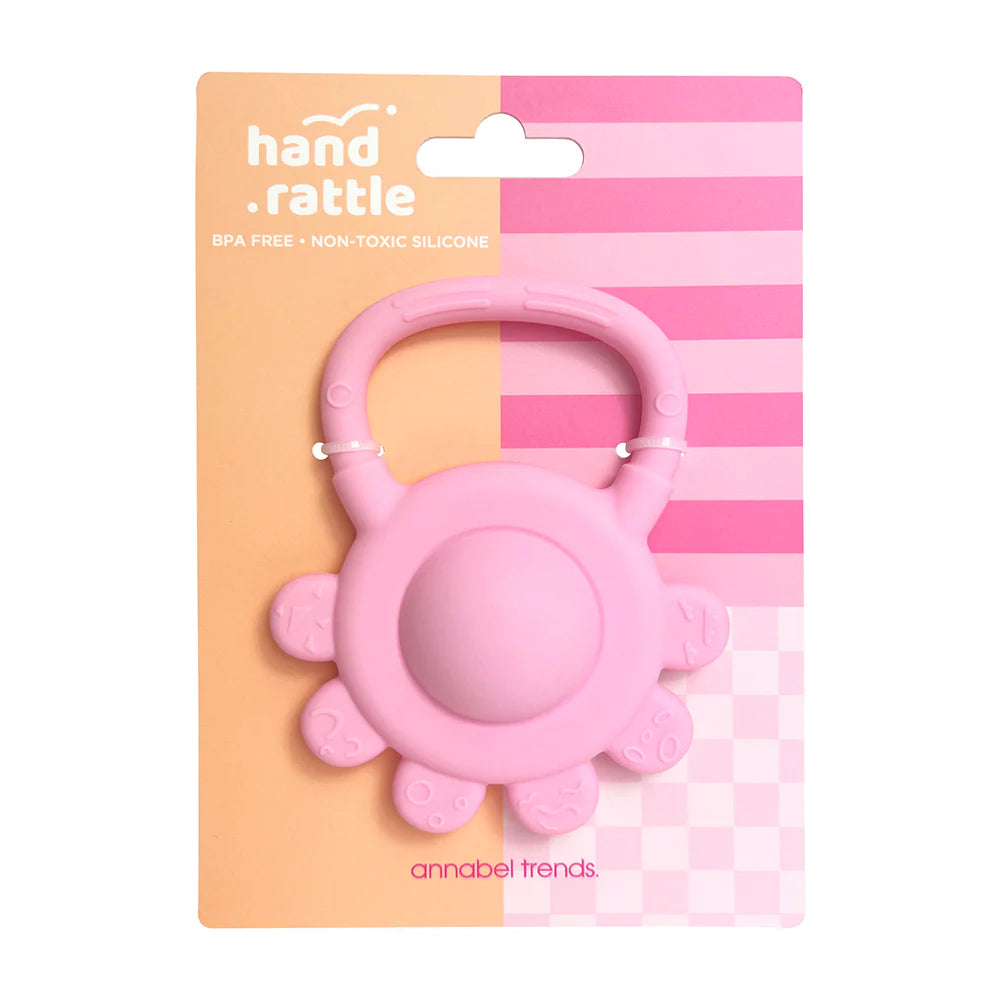 Silicone Hand Rattle Pink