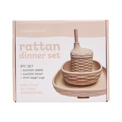 Silicone Rattan Dinner Set Natural 3pc