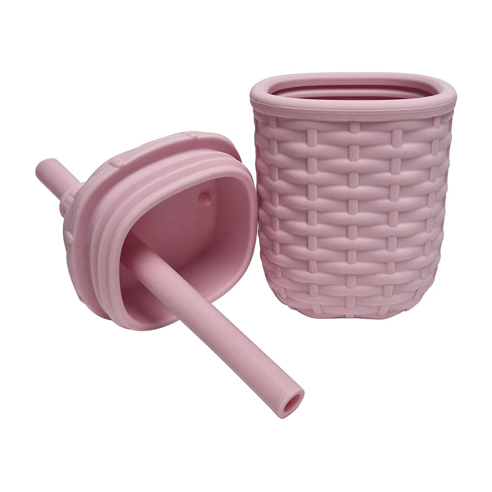 Silicone Rattan Dinner Set Pink 3pc