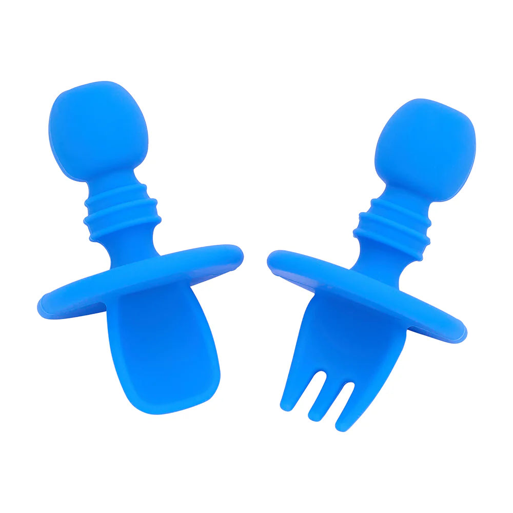 Silicone Little Spoon &amp; Fork Blue