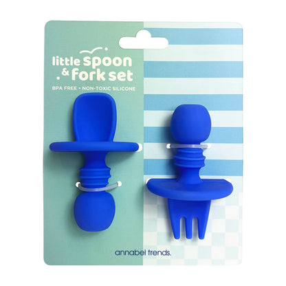 Silicone Little Spoon &amp; Fork Blue