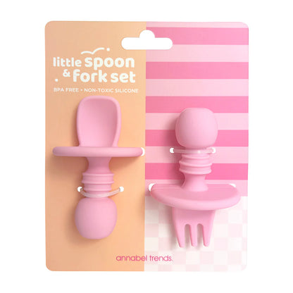 Silicone Little Spoon &amp; Fork Pink