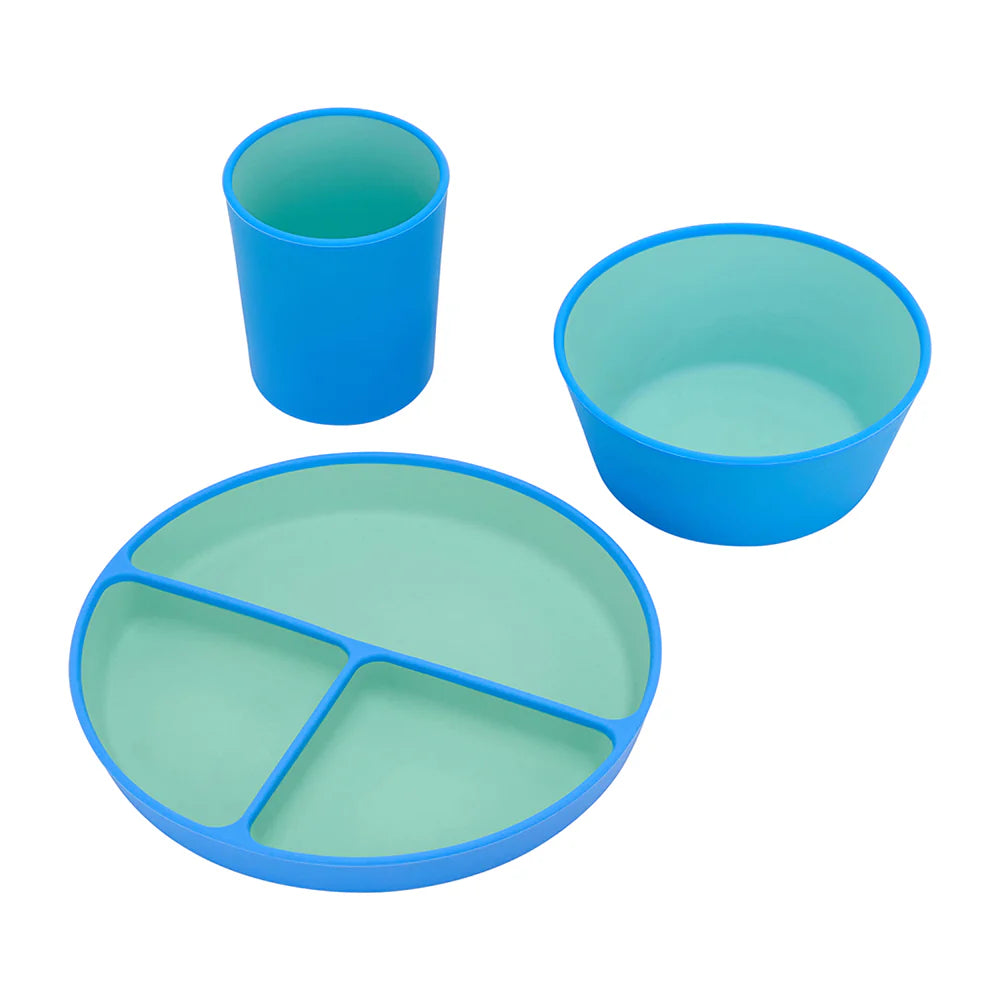 Silicone Two Tone Dinner Set Blue