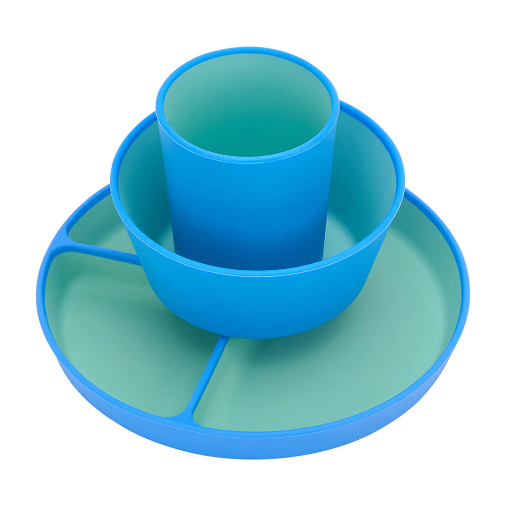 Silicone Two Tone Dinner Set Blue