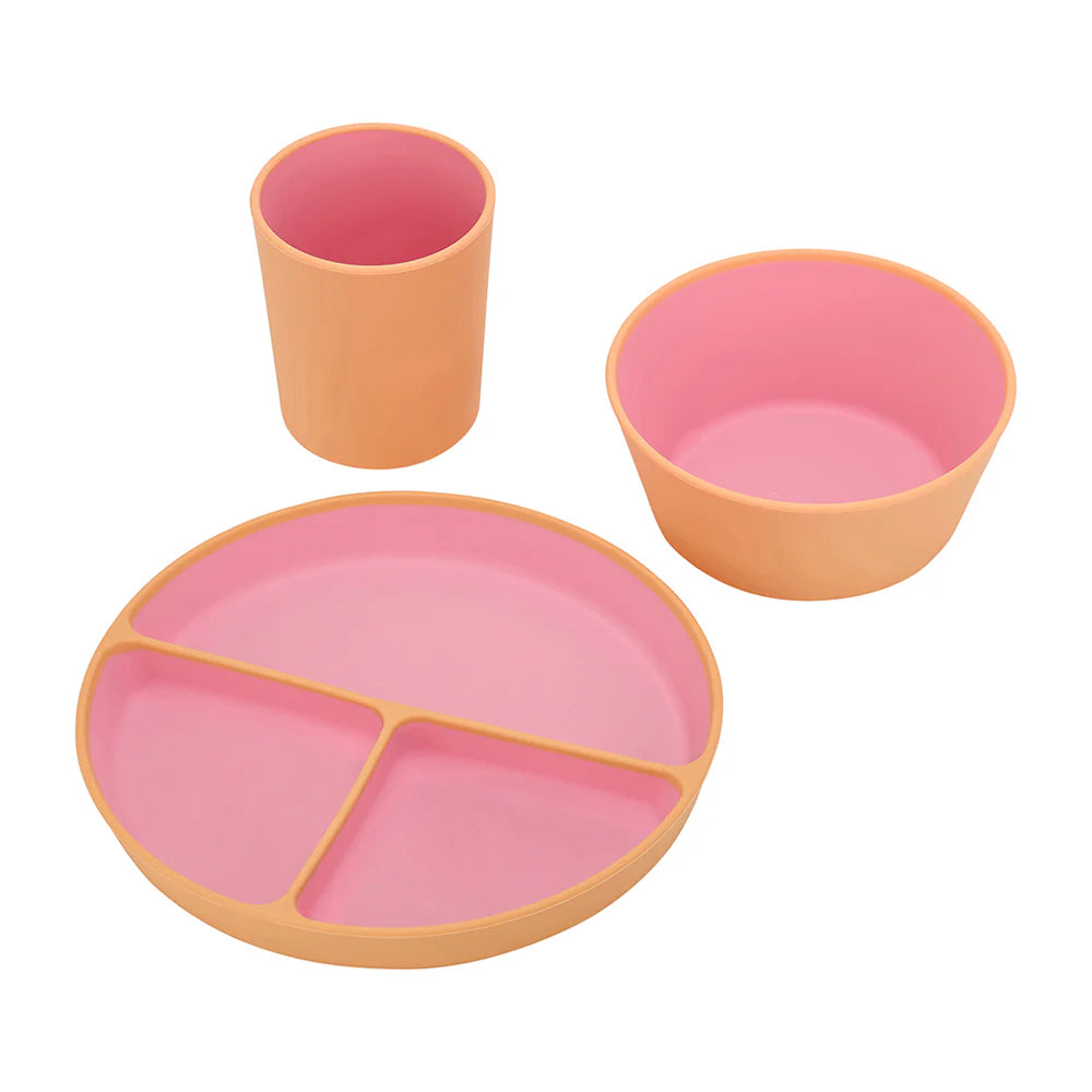 Silicone Two Tone Dinner Set Pink