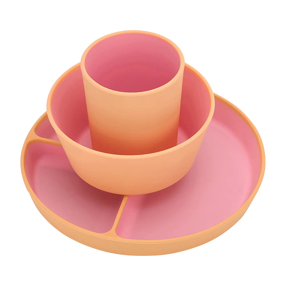 Silicone Two Tone Dinner Set Pink