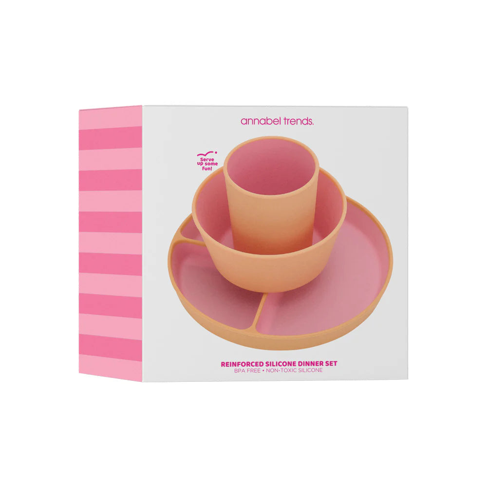 Silicone Two Tone Dinner Set Pink