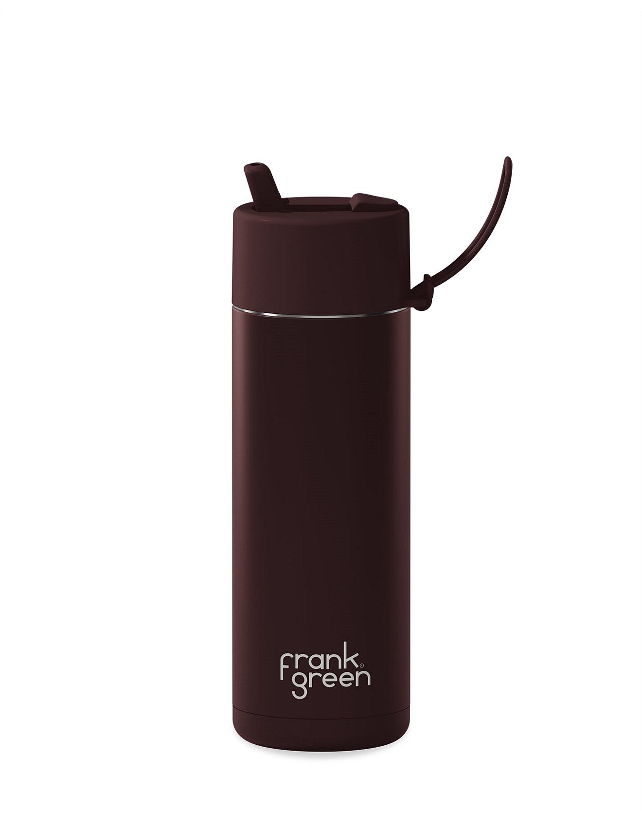 Frank Green Stainless Steel Ceramic Reusable Bottle Chocolate With Flip Straw Lid 20oz/595ml