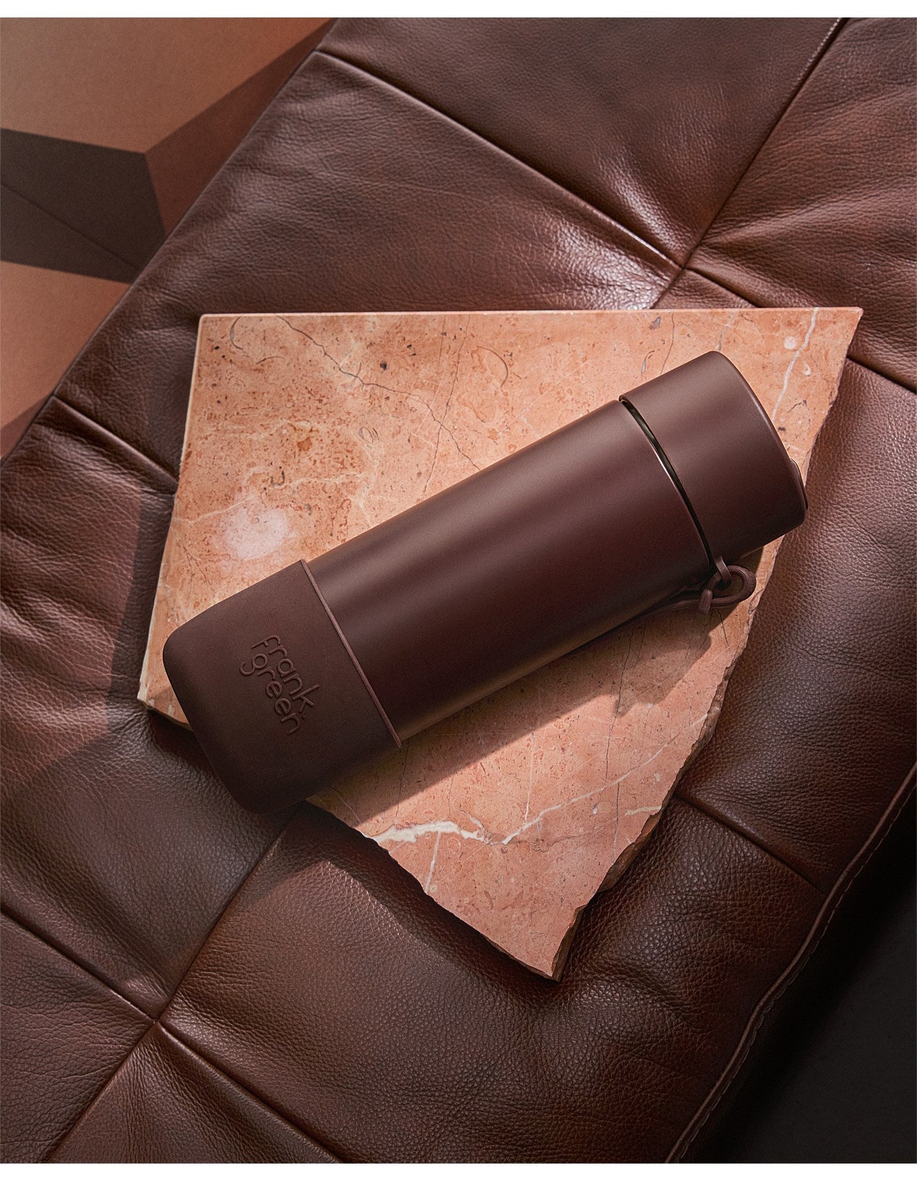 Frank Green Stainless Steel Ceramic Reusable Bottle Chocolate With Flip Straw Lid 20oz/595ml