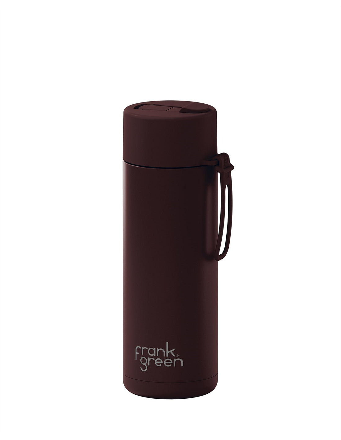 Frank Green Stainless Steel Ceramic Reusable Bottle Chocolate With Flip Straw Lid 20oz/595ml
