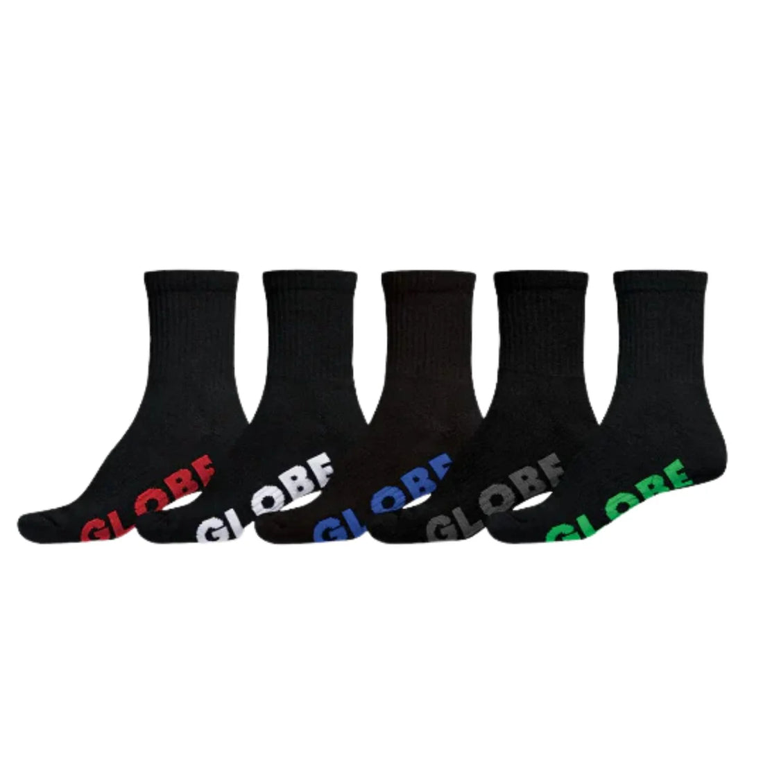 Globe Stealth Crew Sock 5pk Black Size 7-11