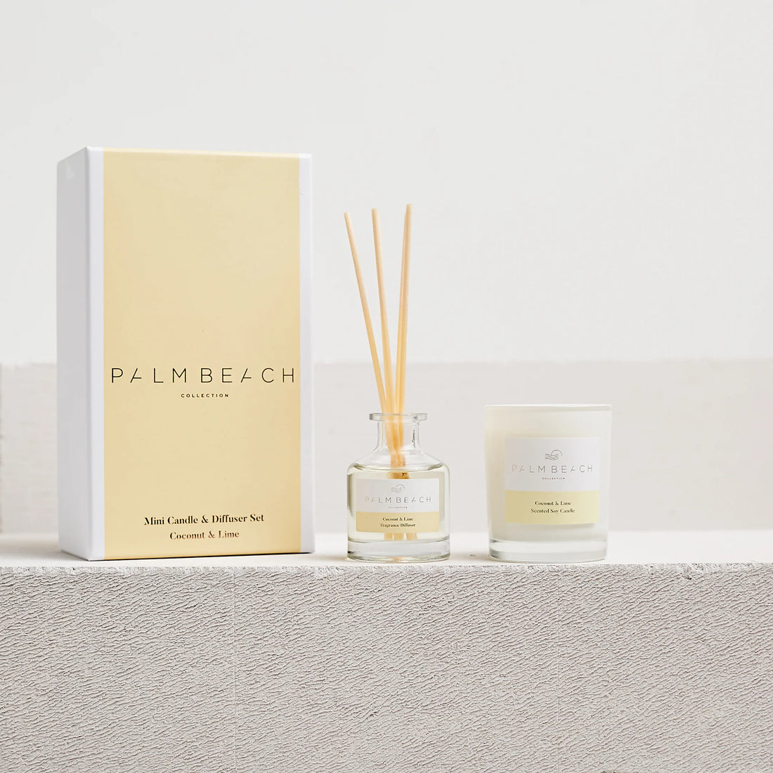 Palm Beach Coconut &amp; Lime Fragrance Mini Candle &amp; Diffuser Gift Pack
