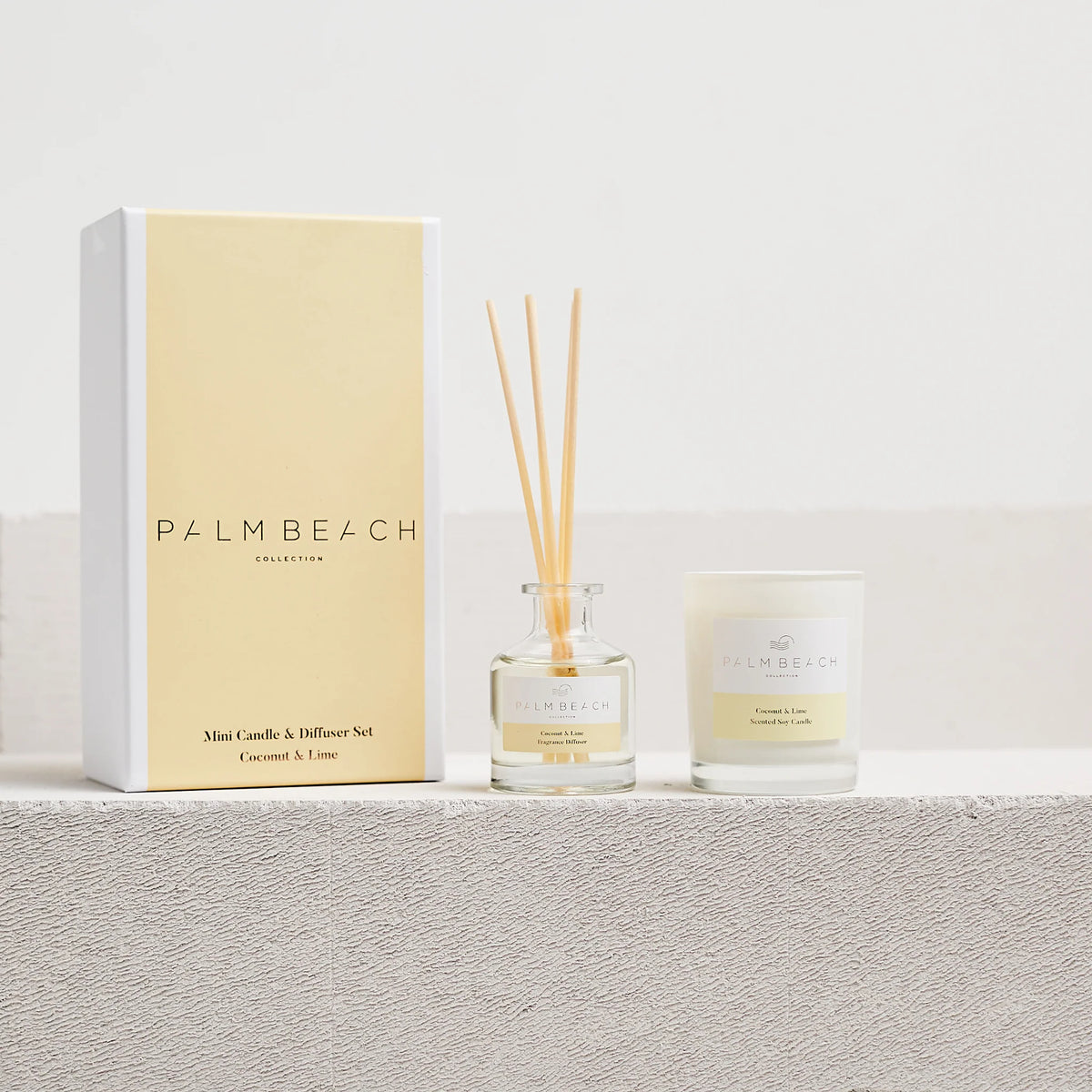 Palm Beach Coconut &amp; Lime Fragrance Mini Candle &amp; Diffuser Gift Pack