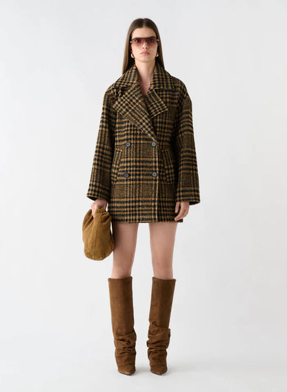 Esmaee Chronical Check Coat Khaki Check