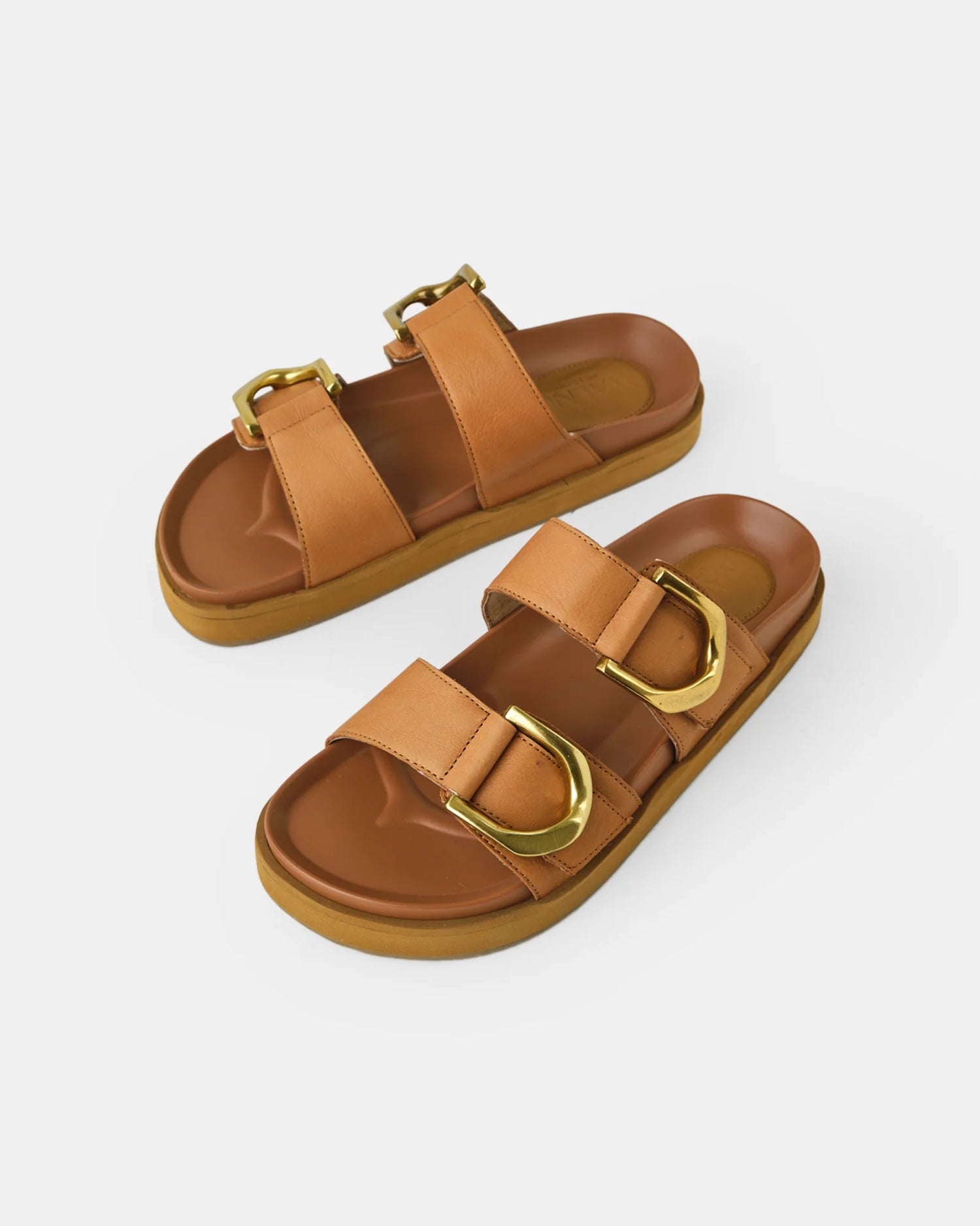 Walnut Mint Leather Slide Coconut Tan