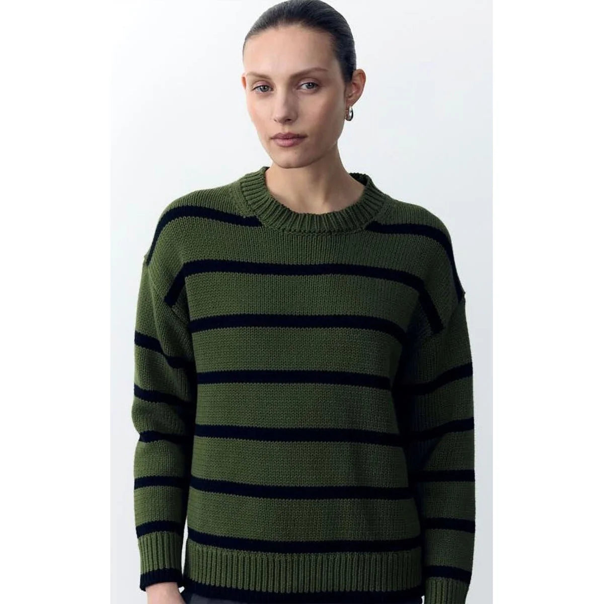 Little Lies Lauren Stripe Knit Forest &amp; Black