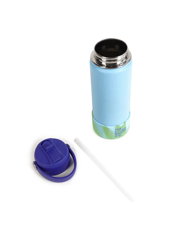 The Somewhere Co Dusty Blue Swirl Water Bottle 500ml
