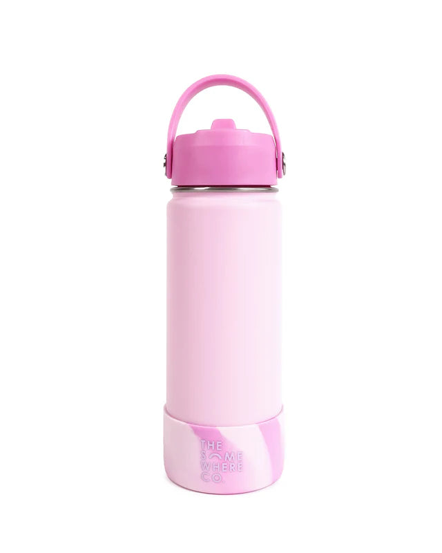 The Somewhere Co Light Pink Swirl Water Bottle 500ml