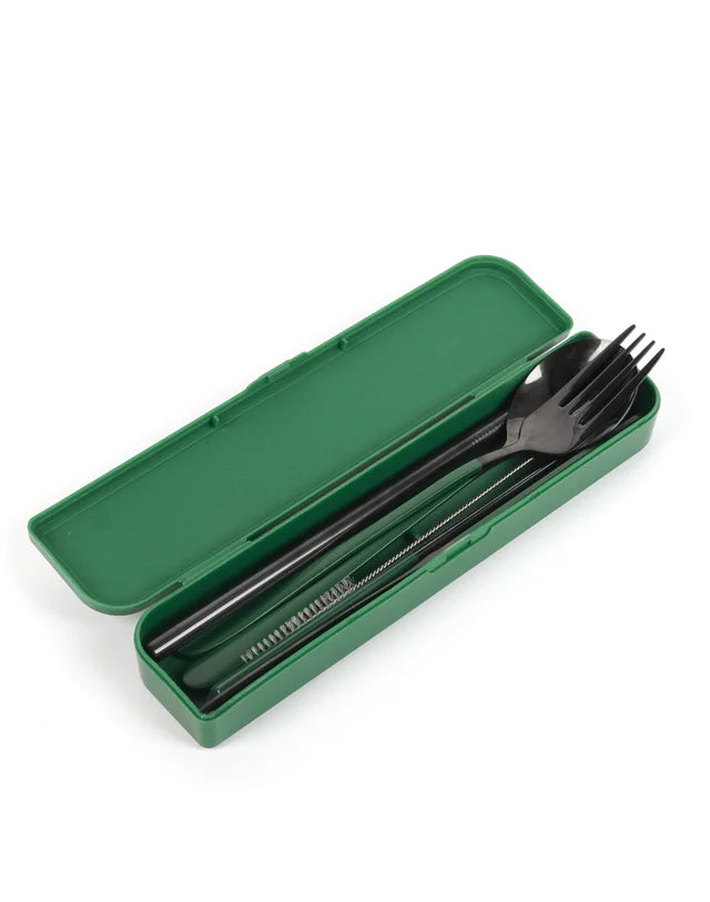 The Somewhere Co Take Me Away Cutlery Kit Forest Green Handle