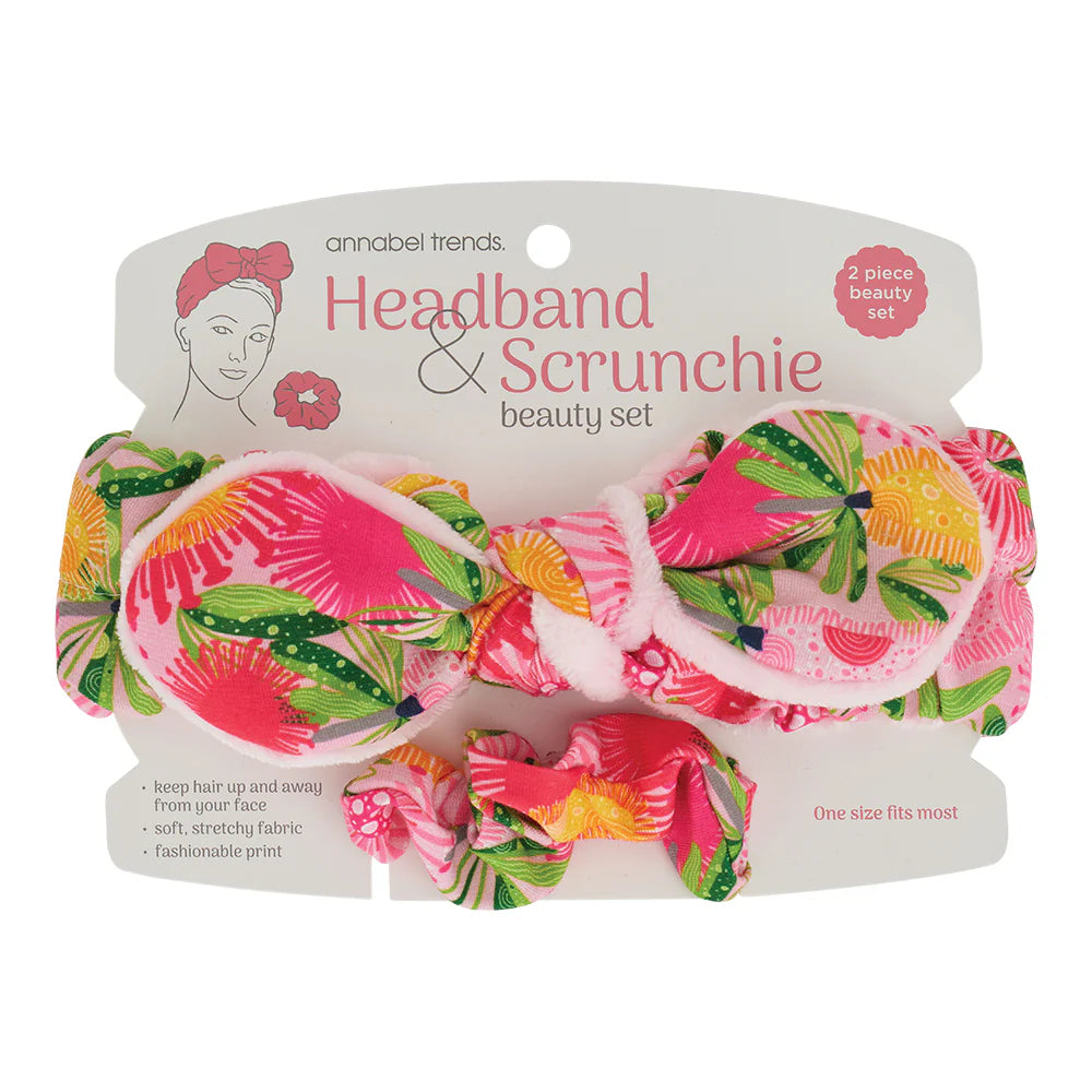 Headband &amp; Scrunchie Beauty Set Pink Banksia